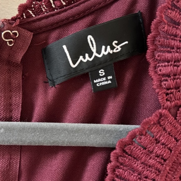 Lulus size small wine colored chiffon and lace dress - Picture 5 of 5